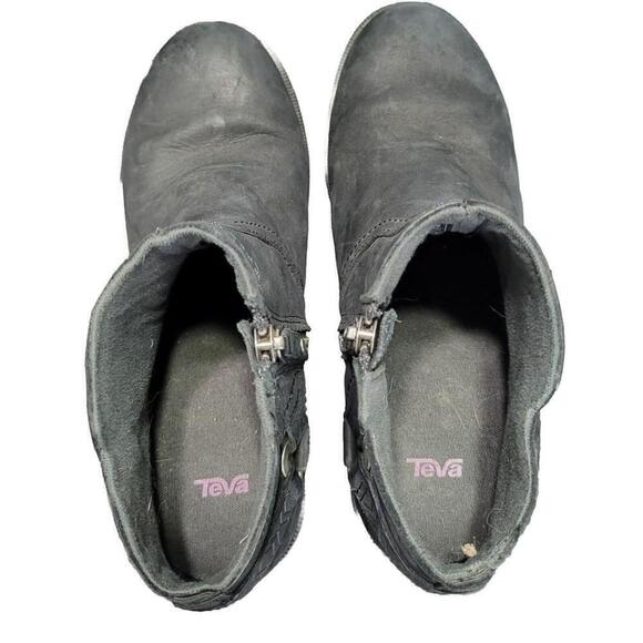 Teva Foxy Ankle Women’s Size 6 Black Leather Zip Booties Boots GREAT! - Picture 2 of 7